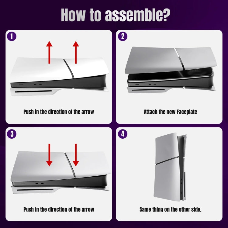 Coque de remplacement amovible pour PS5 Slim, disponible en noir (édition disque), blanc (édition disque), gris (édition disque) et gris (édition numérique).