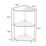 Polygonal 3-Tier Acrylic Wall Corner Table For Living Room Kitchen Bathroom Storage, YX140