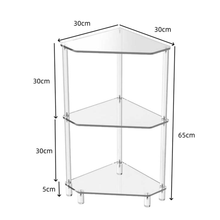 Polygonal 3-Tier Acrylic Wall Corner Table For Living Room Kitchen Bathroom Storage, YX140
