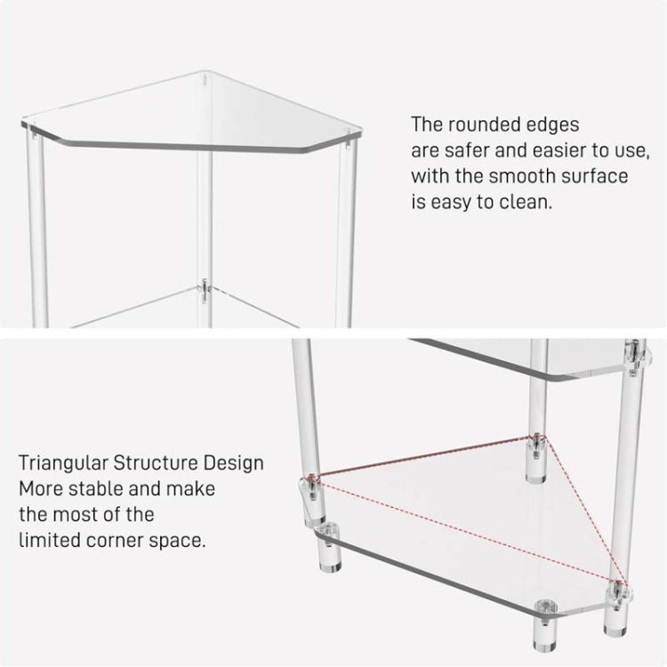 Polygonal 3-Tier Acrylic Wall Corner Table For Living Room Kitchen Bathroom Storage, YX140