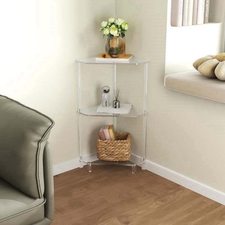 Polygonal 3-Tier Acrylic Wall Corner Table For Living Room Kitchen Bathroom Storage, YX140