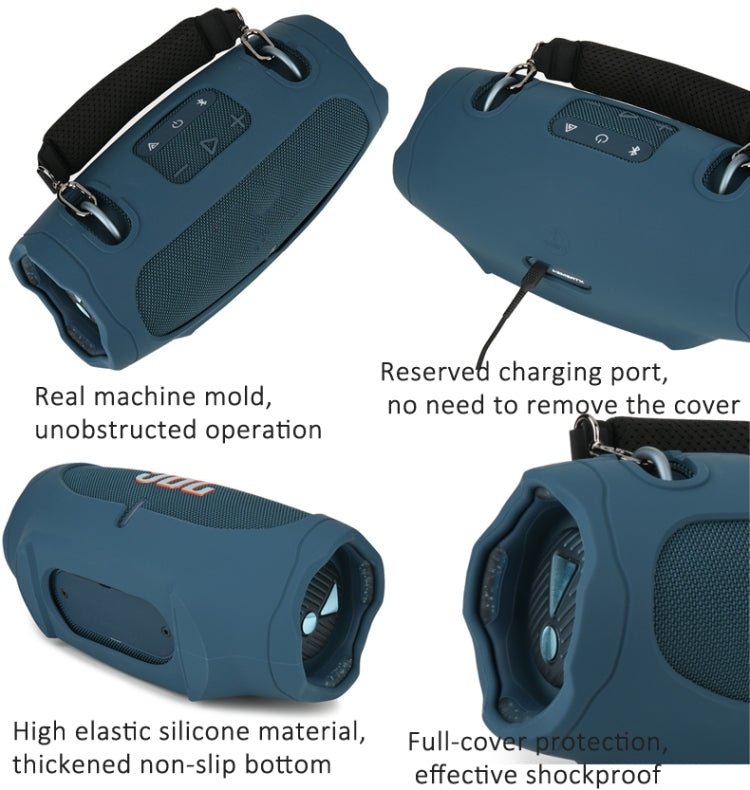 For JBL Xtreme 4 Speaker Silicone Case with Decompression Carrying Strap Portable Protective Shell, With Handle Black, With Handle Blue, With Handle Green