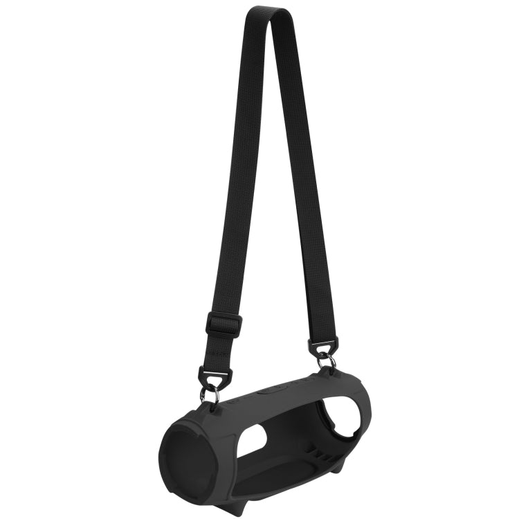 For JBL Charge 5 Speaker Silicone Case with Shoulder Strap Carrying Bag, Silicone Case Black, Silicone Case Blue