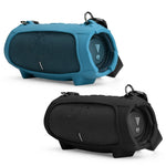 For JBL Charge 5 Speaker Silicone Case with Shoulder Strap Carrying Bag, Silicone Case Black, Silicone Case Blue