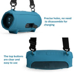 For JBL Charge 5 Speaker Silicone Case with Shoulder Strap Carrying Bag, Silicone Case Black, Silicone Case Blue