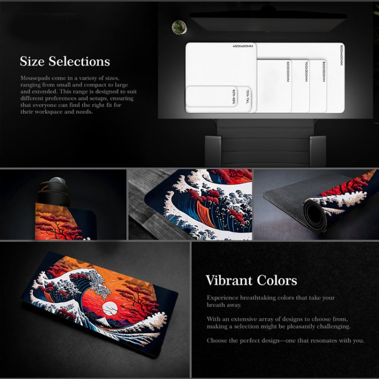 Big Wave Gaming Mouse Pad Non-Slip Rubber Desk Mat, 300x600x2mm, 300x700x3mm, 300x800x2mm, 300x800x3mm, 400x900x2mm, 400x900x3mm