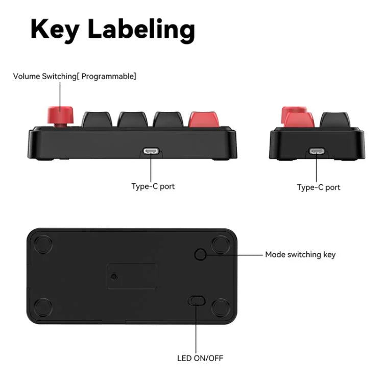 MKESPN 8-Key Wired Hot-Swappable Macro Definition Gaming Mechanical Keyboard With Knob, MKESPN K815A (Black)