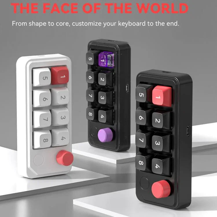 MKESPN 8-Key Wired Hot-Swappable Macro Definition Gaming Mechanical Keyboard With Knob, MKESPN K815A (Black)