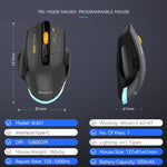 MKESPN W601 Silent Wireless Tri-mode Macro Gaming Mouse Carbon Fiber 12800DPI Bluetooth Mouse