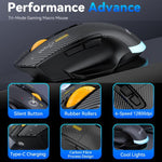 MKESPN W601 Silent Wireless Tri-mode Macro Gaming Mouse Carbon Fiber 12800DPI Bluetooth Mouse