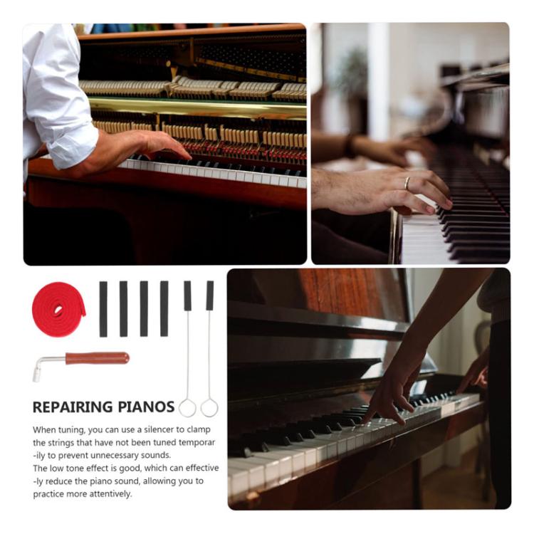 Kit d'outils d'accordage pour piano, butée d'accordage, clé, accessoires pour instruments de musique, noir 8 pièces/kit, bleu 8 pièces/kit, noir 6 pièces/kit, bleu 6 pièces/kit