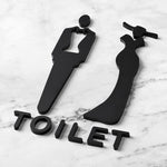 Acrylic Bathroom Sign 3D Hotel Public Place Bathroom Sticker, 20x12cm, 25x15cm, 32x20cm