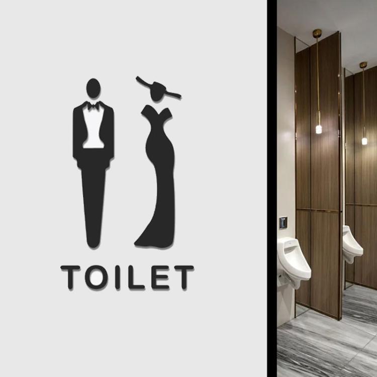 Acrylic Bathroom Sign 3D Hotel Public Place Bathroom Sticker, 20x12cm, 25x15cm, 32x20cm