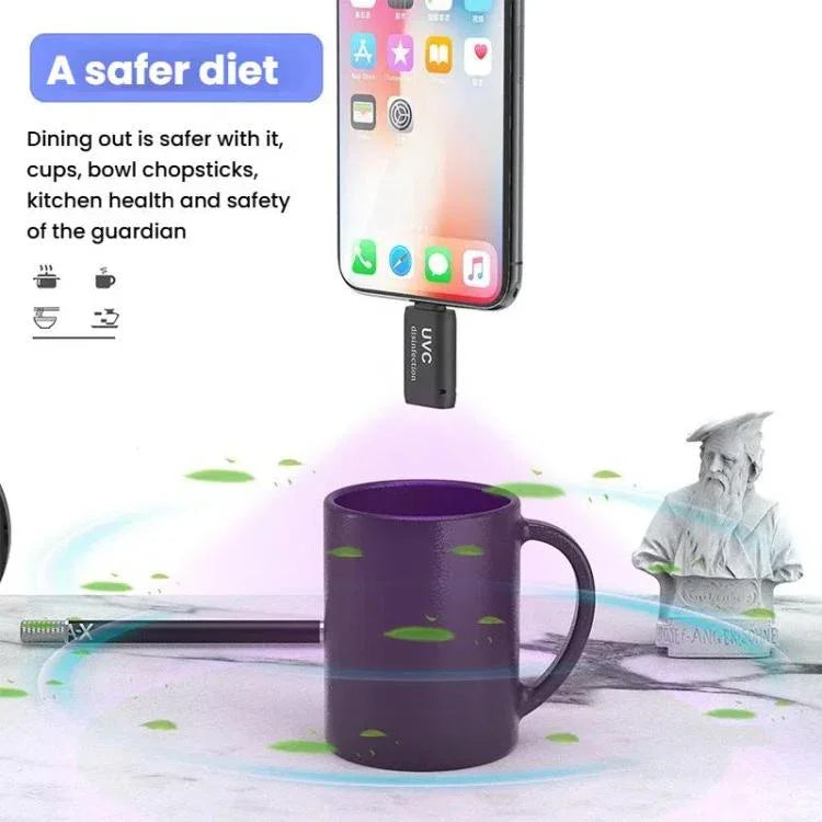 Mini LED Germicidal Light Cell Phone Adapter UVC Sterilization Lamp, Type-C, 8 Pin