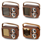 Retro Multifunctional Radio Bluetooth Speaker Handhled Audio Decoration Ornament, Wave Pattern, Horizontal Stripes, Woven Surface, Vertical Grid