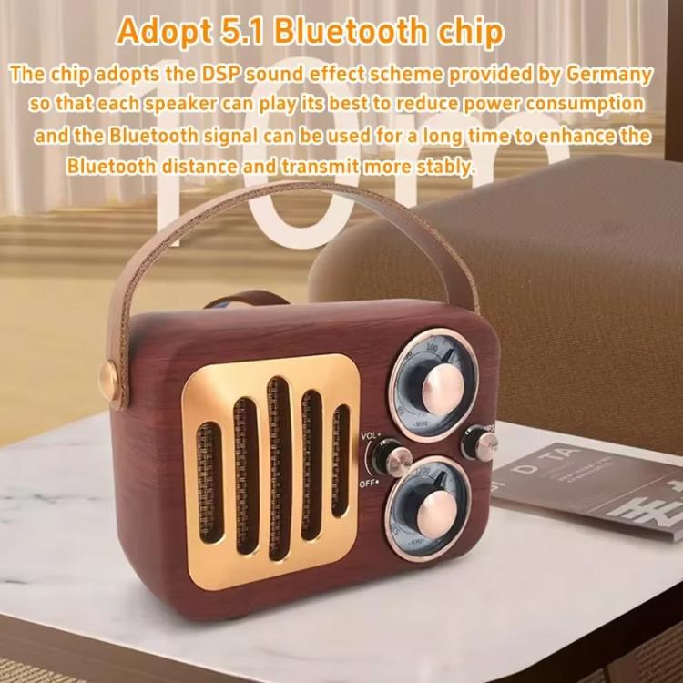 Retro Multifunctional Radio Bluetooth Speaker Handhled Audio Decoration Ornament, Wave Pattern, Horizontal Stripes, Woven Surface, Vertical Grid