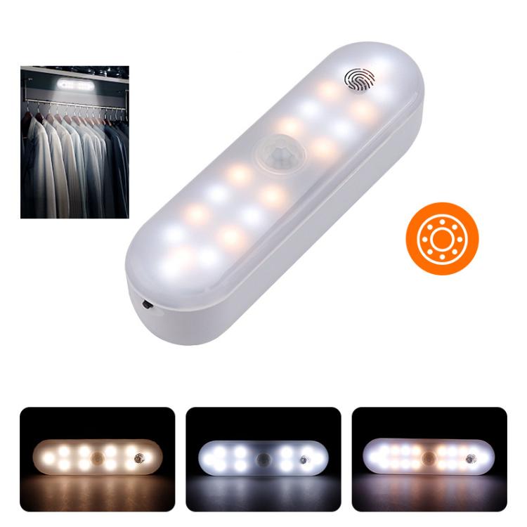 Magnetic LED Cabinet Light Motion Sensor Rechargeable Lamp 20 LEDs 3-color Temperature, A68-3A-11cm