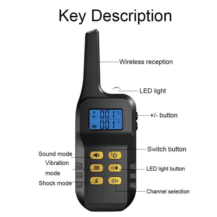 T720 1000m Pet Intelligent Electric Shock Remote Control Dog Training Device, Yellow Remote, Red Remote