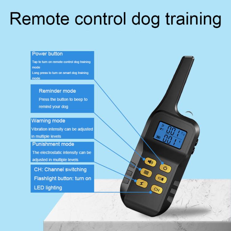 T720 1000m Pet Intelligent Electric Shock Remote Control Dog Training Device, Yellow Remote, Red Remote