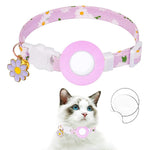 For AirTag 2nd Gen / AirTag 1st Gen Tracker Silicone Cover Small Daisy Pet Collar Dog Collar With Bell And Front Back Film
