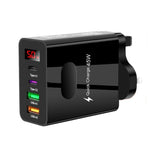 شاحن متعدد المنافذ للهاتف المحمول مع شاشة رقمية 2 USB + 2 Type-C، قابس الاتحاد الأوروبي أسود، قابس الولايات المتحدة أسود، قابس المملكة المتحدة أسود، قابس الاتحاد الأوروبي أبيض، قابس الولايات المتحدة أبيض، قابس المملكة المتحدة أبيض