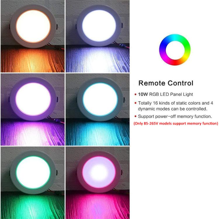 RGB+White Light Ceiling Lamp Round Recessed Dimmable Ceiling Light With Remote Controller, IR Remote 10W 220V, IR Remote 10W 85-265V, IR Remote 15W 220V, IR Remote 15W 85-265V