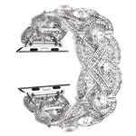 Petaled Metal Diamond Wristband Strap For Apple Watch Series 9 / 8 / 7 / 6 / SE / 5 / 4 / 3, 1215 Silver, 1202 Silver, 1215 Black, 1202 Black, 1215 Rose Gold, 1202 Rose Gold, 1202 Rose Gold Red, 1215 Gold