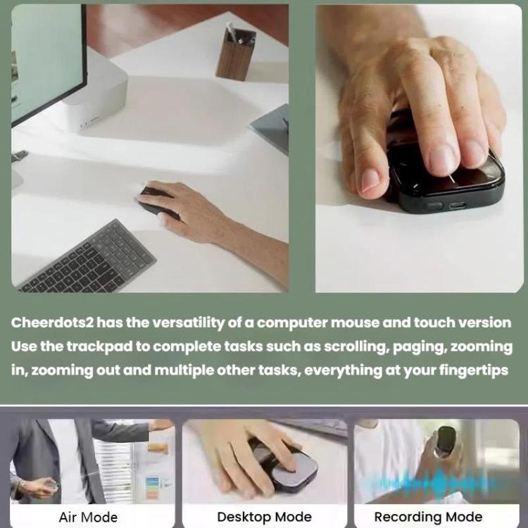 Cheerdots 2 Smart Magnetic Split Air Mouse Wireless Charging Bluetooth Dual Mode Mouse, Black Basic, Dark Grey Basic, Black Recording, Dark Grey Recording