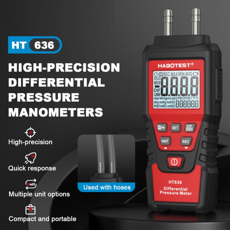مقياس ضغط تفاضلي عالي الدقة رقمي HABOTEST HT636، HT636