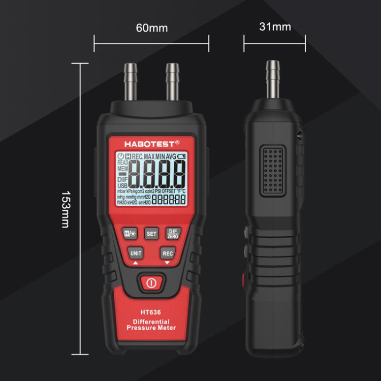 مقياس ضغط تفاضلي عالي الدقة رقمي HABOTEST HT636، HT636