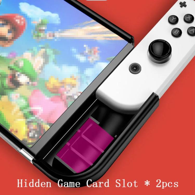 Coque de protection intégrée en TPU pour console OLED Switch avec 2 emplacements pour cartes de jeu
