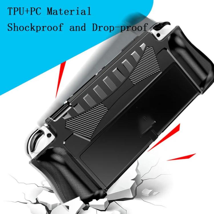 Coque de protection intégrée en TPU pour console OLED Switch avec 2 emplacements pour cartes de jeu