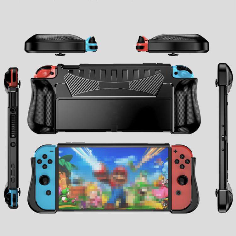 Coque de protection intégrée en TPU pour console OLED Switch avec 2 emplacements pour cartes de jeu