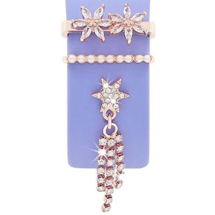 3pcs / Set 22mm Width Smart Watch Silicone Band Decorative Ring Metal Accessories, 1, 2, 3, 4, 5, 6