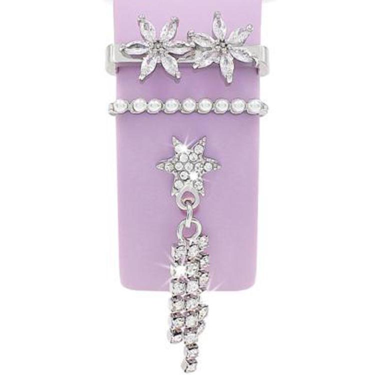 3pcs / Set 22mm Width Smart Watch Silicone Band Decorative Ring Metal Accessories, 1, 2, 3, 4, 5, 6