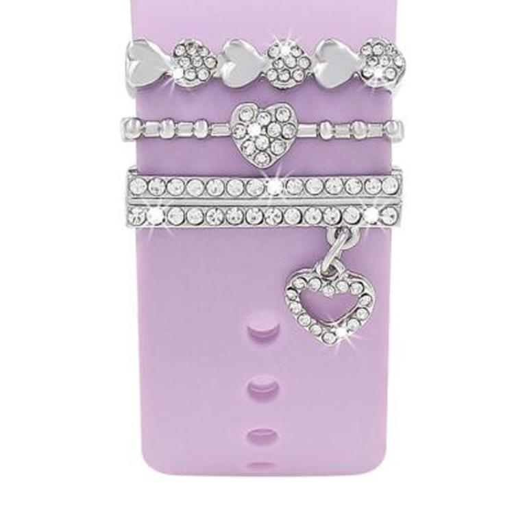 3pcs / Set 22mm Width Smart Watch Silicone Band Decorative Ring Metal Accessories, 1, 2, 3, 4, 5, 6