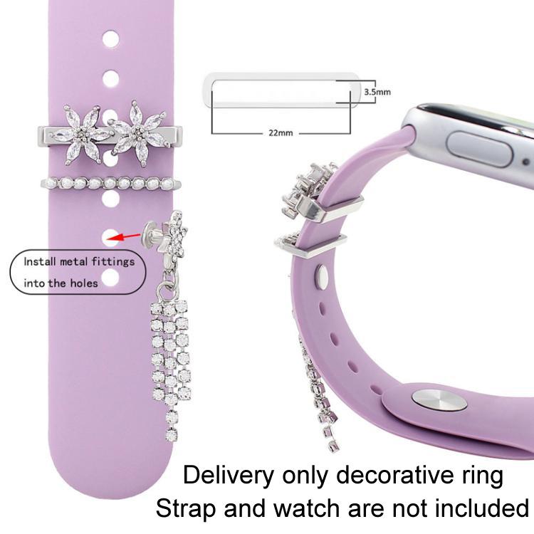 3pcs / Set 22mm Width Smart Watch Silicone Band Decorative Ring Metal Accessories, 1, 2, 3, 4, 5, 6
