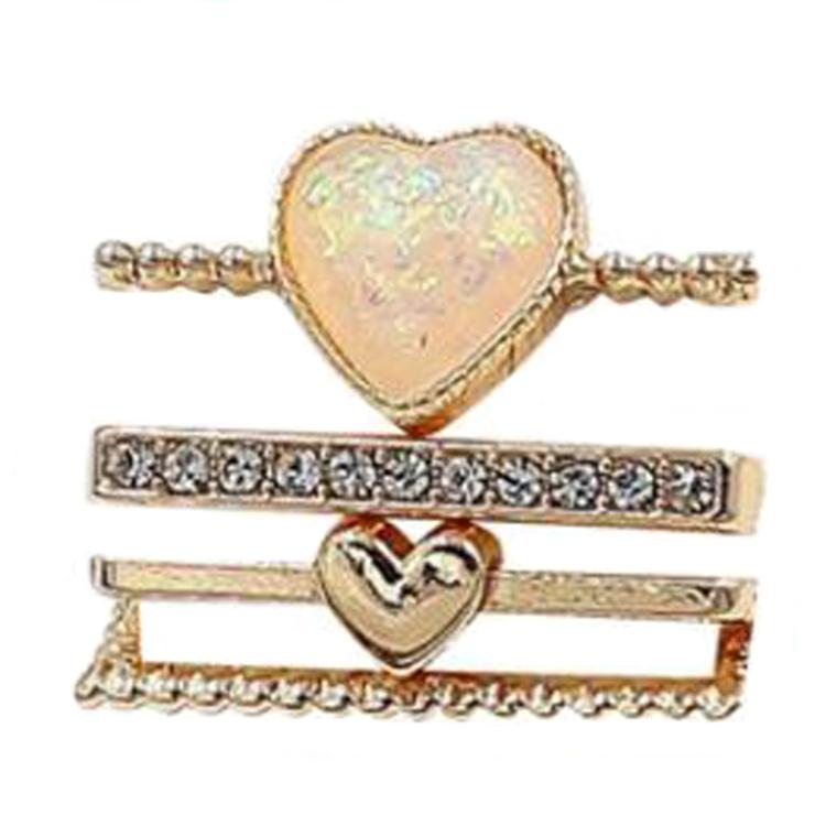 21mm Width Smart Watch Universal Silicone Band Heart Decorative Ring Metal Accessories, 4pcs / Set