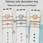 21mm Width Smart Watch Universal Silicone Band Heart Decorative Ring Metal Accessories, 4pcs / Set