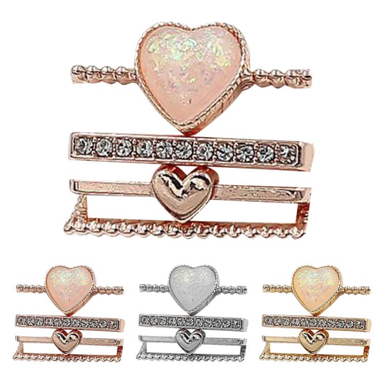21mm Width Smart Watch Universal Silicone Band Heart Decorative Ring Metal Accessories, 4pcs / Set