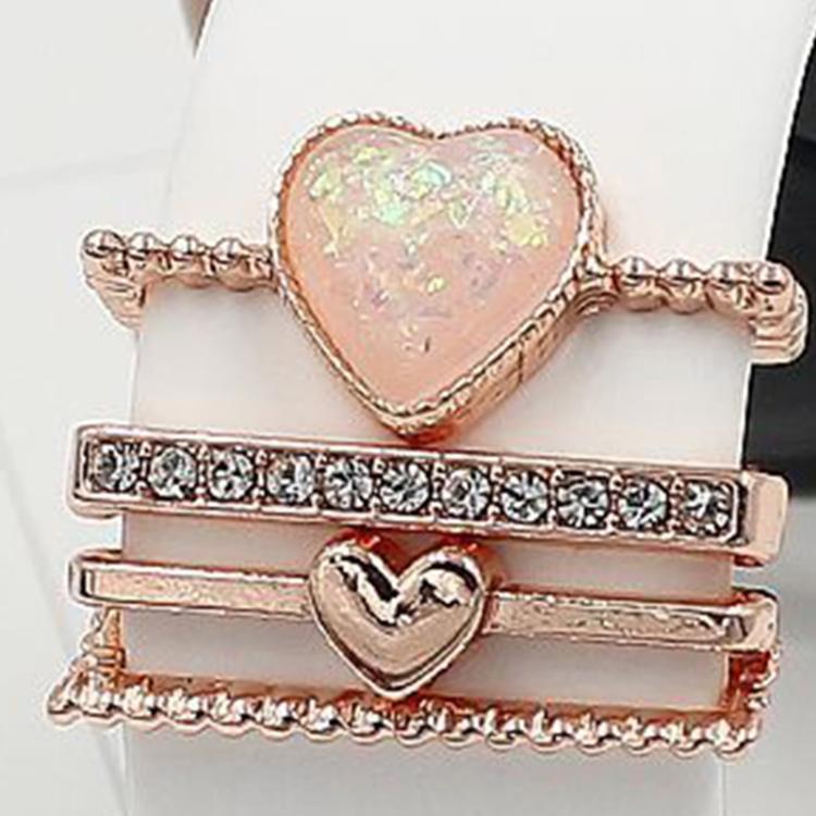 21mm Width Smart Watch Universal Silicone Band Heart Decorative Ring Metal Accessories, 4pcs / Set