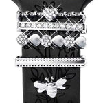 5pcs / Set 20mm Width Smart Watch Silicone Band Decorative Ring Metal Accessories, Gold 1, Silver 2, Rose Gold 3, Rose Gold 4, Silver 5, Rose Gold 6, Gold 7, Rose Gold 8, Gold 9