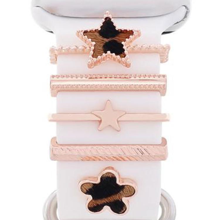 5pcs / Set 20mm Width Smart Watch Silicone Band Decorative Ring Metal Accessories, Gold 1, Silver 2, Rose Gold 3, Rose Gold 4, Silver 5, Rose Gold 6, Gold 7, Rose Gold 8, Gold 9