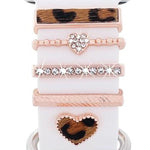 5pcs / Set 20mm Width Smart Watch Silicone Band Decorative Ring Metal Accessories, Gold 1, Silver 2, Rose Gold 3, Rose Gold 4, Silver 5, Rose Gold 6, Gold 7, Rose Gold 8, Gold 9