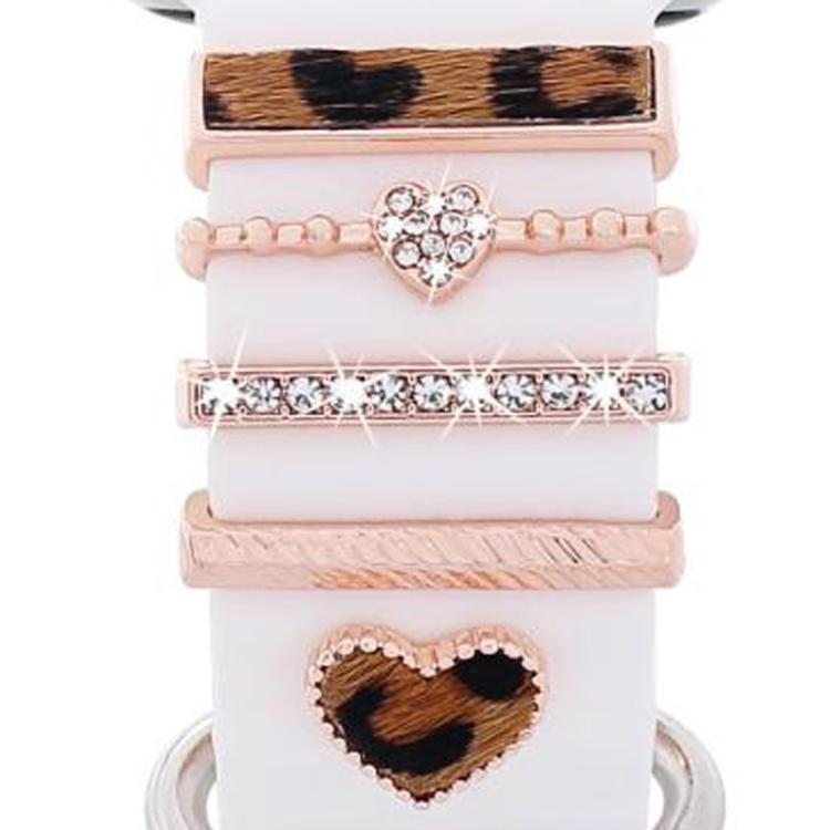 5pcs / Set 20mm Width Smart Watch Silicone Band Decorative Ring Metal Accessories, Gold 1, Silver 2, Rose Gold 3, Rose Gold 4, Silver 5, Rose Gold 6, Gold 7, Rose Gold 8, Gold 9