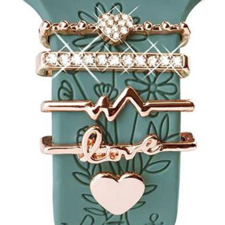 5pcs / Set 20mm Width Smart Watch Silicone Band Decorative Ring Metal Accessories, Gold 1, Silver 2, Rose Gold 3, Rose Gold 4, Silver 5, Rose Gold 6, Gold 7, Rose Gold 8, Gold 9