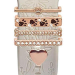 5pcs / Set 20mm Width Smart Watch Silicone Band Decorative Ring Metal Accessories, Gold 1, Silver 2, Rose Gold 3, Rose Gold 4, Silver 5, Rose Gold 6, Gold 7, Rose Gold 8, Gold 9