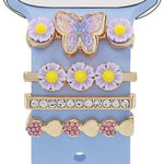 4pcs / Set 22mm Width Smart Watch Butterfly Flower Band Decorative Ring Metal Accessories, 1, 2, 3, 4