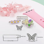 4pcs / Set 22mm Width Smart Watch Butterfly Flower Band Decorative Ring Metal Accessories, 1, 2, 3, 4
