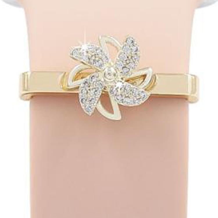 21mm Width Rotatable Smartwatch Strap Decorative Ring Metal Accessories, Gold Windmill, Purple Flower Ring